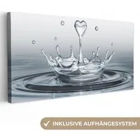 OneMillionCanvasses® Leinwandbild Panorama Abstrakt - Modern - Wasser - Herz, Fotodruck (1 St), Wandbild, Deko Schlafzimmer Wohnzimmer Flur 40x20 cm