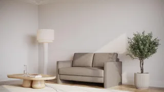 BRUNO Schlafsofa 140cm in Taupe Grau-Beige | Schmal | stabiles Massivholz & Boxspringkomfort