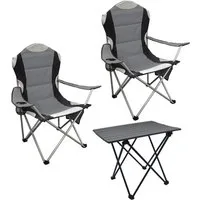 Spetebo Sitzgruppe Camping Sitzgruppe 3-teilig mit Aluminium Klapptisch, (Anzahl, 1-tlg., Stück), mit Tragetasche