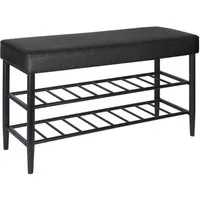 relaxdays Schuhbank mit 2 Schuhablage, schwarz, 80 cm