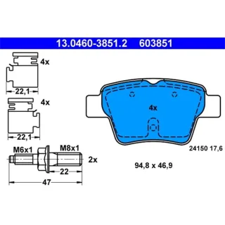 ATE Bremsbel?ge hinten Peugeot 207 1,6