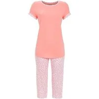 Ringella Pyjama - Schlafanzug mit unifarbenem Oberteil und Caprihose (2 tlg) 100% Baumwolle