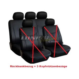 Hochwertiges und Edles Kunstleder Sitzbezug Sitzbezüge Schonbezüge Auto Rückbank Set in Farbe: Schwarz