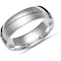 Unique Silberring Halb polierte und mattierte Oberfläche mit Glanzrille-6mm breit R8519