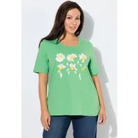 Ulla Popken T-Shirt T-Shirt Blüten Classic Rundhals Halbarm