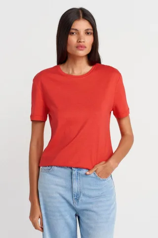 Damen Baumwoll-Modal Rundhalsausschnitt T-Shirt