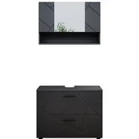 Vicco Badmöbel-Set Irma, Anthrazit Hochglanz, 2 Teile, Unterschrank 80 cm, (2-St., 2er Set)
