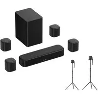Ultimea Aura S4T + Speak Stands Soundbar 7.1 Surround Sound System für TV (4 kabelgebundene Surround-Lautsprecher, 350 W, 5.25''Subwoofer, HDMI ARC und Bluetooth® 6.0)