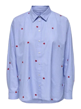 ONLY - ONLNEW LINA GRACE STR EMB SHIRT NOOS WVN Moonlight Blue - Gr. - S