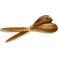Levandeo® Salatbesteck, 2tlg. Salatbesteck Holz Akazie 31cm Lang Salat Servierbesteck Gabel