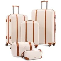 FERGÉ Kofferset Hartschale 5-teilig Koffer Set Reisegepäck MILANO, 4 Rollen, (5er Kofferset stabil und leicht mit Zahlenschloß, 5 tlg., Trolley Set 5 Größen Handgepäck Koffer M XL Reisetasche Kulturtasche), 5er Gepäckset, Premium Rollkoffer 4 Rollen,