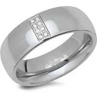 Unique Fingerring Polierter Unique Edelstahlring mit 8 Zirkonia R9214cz