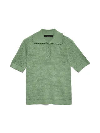 VERO MODA - VMLIMONE SS SCALLOP POLONECK PULL BOO - Gr. - XL