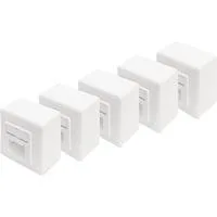 CAT.6A Datenanschlussdose, Aufputz, geschirmt, 2x RJ-45 LSA weiß, 5 Stück, Klasse E