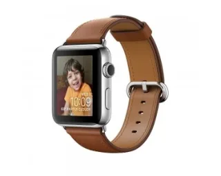 Apple Watch Series 2 [inkl. klassisches Lederarmband sattelbraun] 42mm Edelstahlgehäuse silber