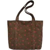 NEXORA Umhängetasche Cord Schultertasche Damen mit Erdbeer-Print Shopper mit Reißverschluss, Schultertasche, Cordtasche, Shopper, Reißverschluss