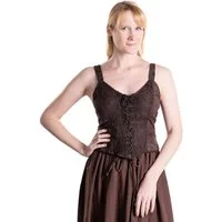 Metamorph Hexen-Kostüm Klassisches Mieder mit floraler Spitze braun, Hochwertige und authentische Mittelalterkleidung zu unschlagbar günst