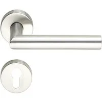 MeinTürgriff Drückergarnitur Toulouse Edelstahl Türgriff für Innentüren L-Form Rosettengarnitur PZ, 1-tlg., Türdicke: 38-42 mm, Vierkantmaß: 8 mm