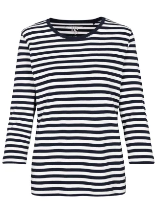 CLARINA - NOS Rd.-Shirt,3/4 Arm, Ringel 623 marine-offwhite - Gr. - 36