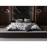 BETTWAESCHE-MIT-STIL Bettwäsche Mako Satin Wende Bettwäsche Zebra Muster schwarz weiß, Mako-Satin, 3 teilig