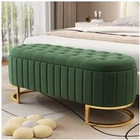 Flieks Polsterbank, Stauraum Polsterhocker Fußbank Sofabank 120x40x43cm Samtstoff