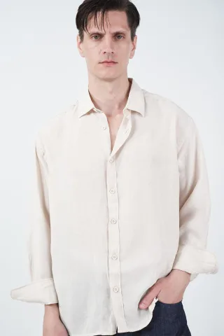 Oversized Baumwoll-Leinen-Mischung Overshirt