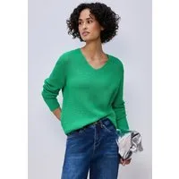 STREET ONE V-Ausschnitt-Pullover im soften Baumwoll-Mix
