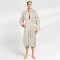 HAMMETEX Herrenbademantel hergestellt aus 100% Baumwolle – 380 g/m² Frottee, mit Taschen, Langform, Baumwolle, Schalkragen, Gürtel, saugfähig & Weich