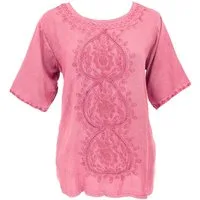 Guru-Shop Longbluse Bestickte indische Tunika, alternative Kurzarm.. alternative Bekleidung