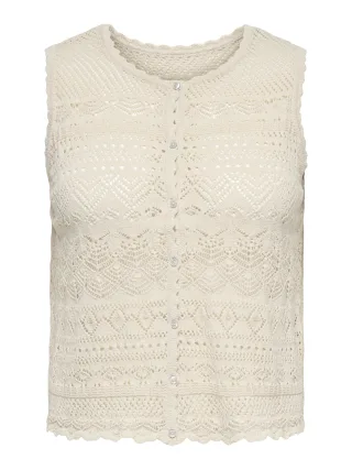 ONLY CARMAKOMA - CARLUZA SL O-NECK REVERSIBLE TOP KNT Birch - Gr. - 44