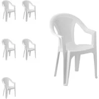 Mojawo Armlehnstuhl 6x Outdoor Stapelstuhl Bistrostuhl Gartenstuhl Ischia Weiß Kunststoff