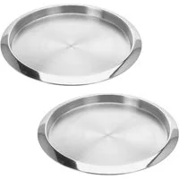 VOSSBACH Servierplatte Serviertablett Frühstückstablett Dekotablett Kellnertablett, Edelstahl, (2-tlg), Rund ø 35 cm Silber