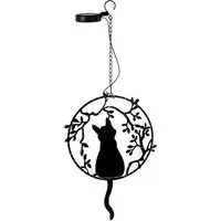 IC Gardenworld LED-Dekofigur LED Solar Deko Katze Metall, 48 LEDs, Solarbetrieben & wetterfest, ca. 68 cm, Silhouetten-Leuchte zum Aufhängen, Gartendeko