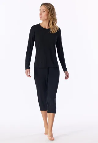 SCHIESSER - Shirt langarm Rundhals schwarz - Gr. - 36