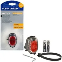 Busch + Müller Fahrrad-Rücklicht Secula Fahrrad LED Rücklicht Batterie Licht Hinten, Fahrrad-Lampe StVZO Beleuchtung Reflektor Halterung Licht Hinten