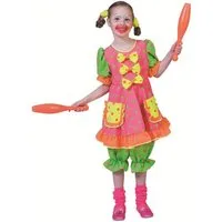Funny Fashion Kostüm Clown Girl Fluo - Buntes Mädchen Clownkostüm Kleid