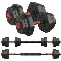 SONGMICS Hantel-Set Hanteln mit Verbindungsstange, Hexagon, Kurzhantelset, für Workout, Fitnesstraining, Gewichtheben für Zuhause, Fitnessstudio