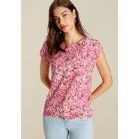Tamaris T-Shirt mit lockerem Schnitt, aus fließender Viskose-Qualität in lockerer Form mit Print
