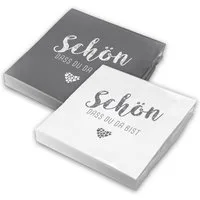 itenga Papierserviette itenga 40x Serviette Schön dass du da bist (20x taubengrau weiß - 20x