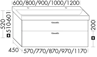 Burgbad Waschtischunterschrank zu Keramik Waschtisch System 30 Preisgruppe 3 Diago 520x870x450 WYMY087F6557