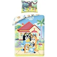 MTOnlinehandel Babybettwäsche Bluey 100x135 + 40x60 cm, 100% Baumwolle, 2 teilig, Babybettwäsche-Set, Mädchen und Jungen, farbenfroh