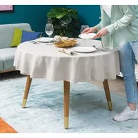 Simurq Tischdecke Wasserabweisend, Leinenoptik Tischdecke Abwaschbar - Lotuseffekt (Pflegeleicht & fleckenabweisend Tischdecken, Tischdecke Rund - Tischtuch Table Cloth)