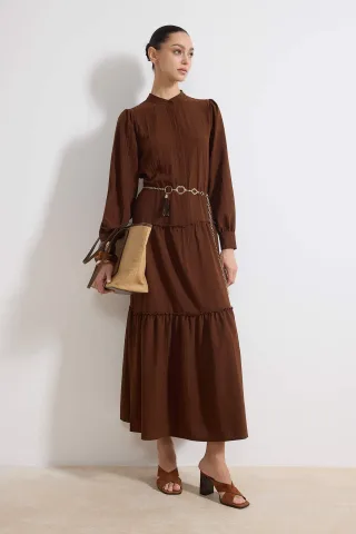 Langes, flaches Maxikleid für Damen, lässig/alltagstauglich, A-Linien-Schnitt, Hijab-Stil