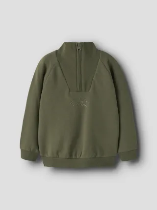 NAME IT - NMMOSCAR LS NREG HALF ZIP SWEAT BRU Olive Night - Gr. - 116