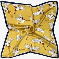 MayTree Seidentuch quadratisch Kranich 53x53, Nickituch, Bandana-Schal, (Stück), 100% Seide
