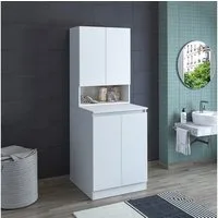 Roomart Waschmaschinenumbauschrank MK3-UM2-UM01 (Waschmaschinenschrank Badregal Badschrank Waschturm) Wandbefestigung, Rückwand, kompaktes Design, 191 cm hoch, 70 cm breit