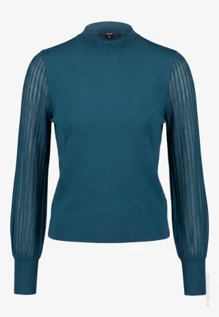 zero - Damen Pullover mit transparenten Ärmeln Green Forest - Gr. - 38