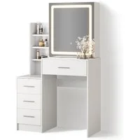 Livinity® Schminktisch Monza, Weiß, 80 cm mit LED-Spiegel (1-St)