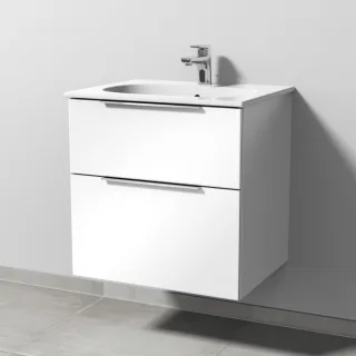 Sanipa 3way Waschtischunterbau zu Geberit Acanto Slim Waschtisch mit 2 Auszügen, Weiß-Glanz UF41078