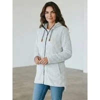 modAS Strickfleecejacke 40614 Damen Fleecemantel in lockerer Optik - Fleecejacke maritime Details